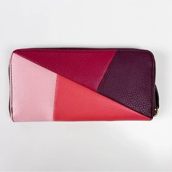 Fossil | Jayda Red Multi Faux Leather Large Zip Clutch Organizer Wallet - Picture 2 of 8